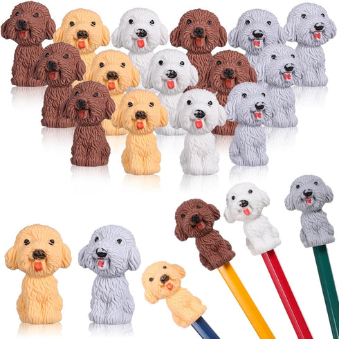 SEWACC 40 Pcs Pencil Eraser Animal Erasers, Cute Dog Figurines Mini Erasers