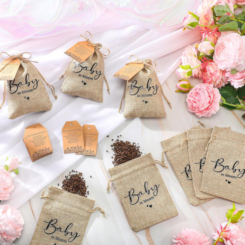 Fumete 50 Sets Baby Shower Party Favors, Baby in Bloom Mini Seed Packet Favors with Kraft Thank You Cards