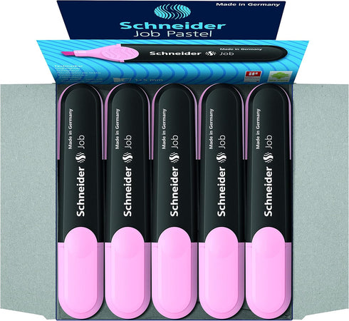 Schneider Job Pastel Highlighter, Chisel Tip, Box of 10 Highlighters (Light Pink Ink)