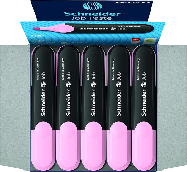 Schneider Job Pastel Highlighter, Chisel Tip, Box of 10 Highlighters (Light Pink Ink)