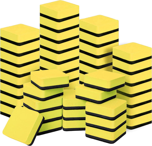 Dry Erase Erasers, 48 Pack Magnetic Whiteboard Cleansers, Small Dry Erase Eraser, Magnetic Erasers (Yellow)