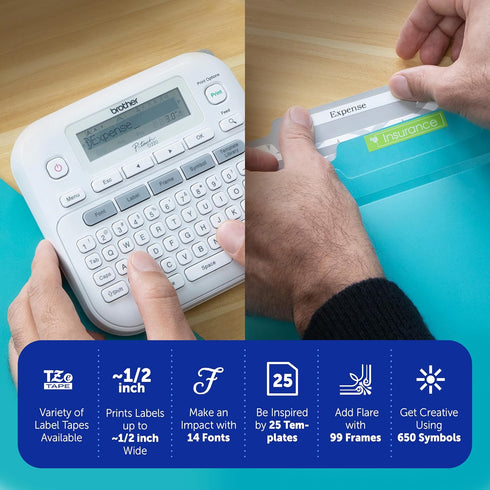Brother P-Touch Label Maker, PTD220, Portable Thermal Inkless Printer for Home & Office Organization