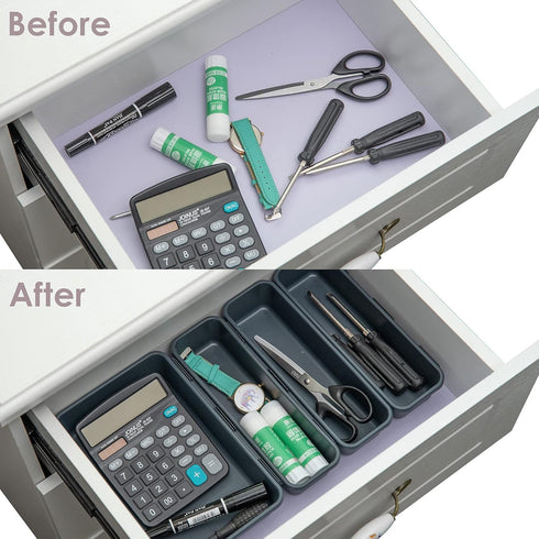 BYCY 32 PCS Desk Drawer Organizer Tool Box, Interlocking Junk Drawer Organizers with 3 Sizes for Office, Bathroom,