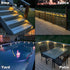 DenicMic 16 Pack 4000K Solar Deck Lights Outdoor Waterproof Warm White LED for Step Fence Patio Yard Stair Balcony