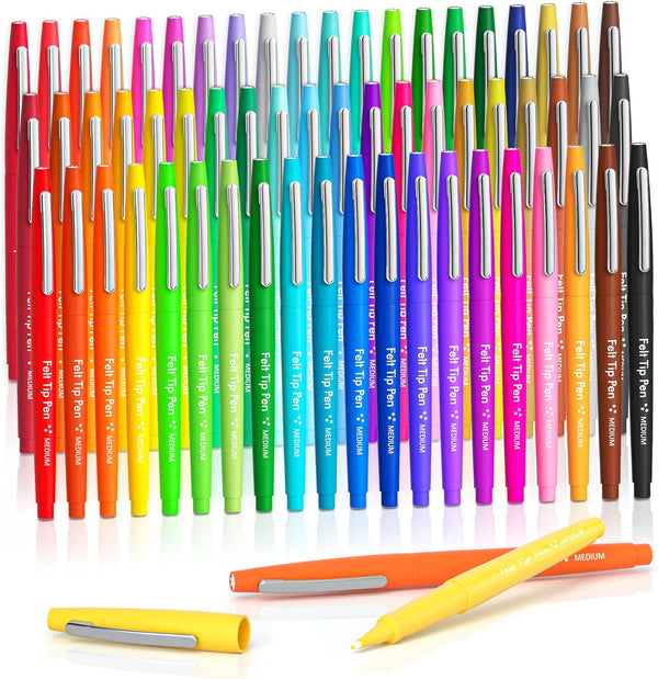 Lelix 60 Colors Felt Tip Pens, Medium Point Assorted Colors Markers for Journaling, Writing, Note Taking