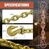 Transport Binder Chain G80 5/16 Inch x 20 Foot | Heavy Duty Tow Chain with Clevis Grab Hooks, 4,900 lbs Safe Working