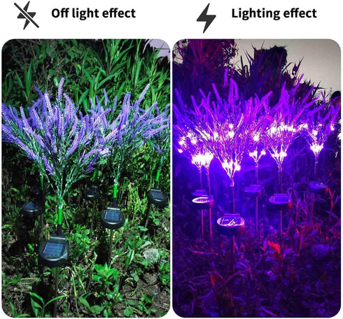1 Pack Solar Lights Outdoor Waterproof Ground Inserted, Imitation Lavender Solar Garden Lights, Solar Pathway Lights