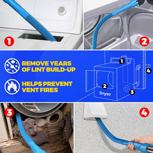 Holikme Dryer Vent Cleaner Kit Dryer Lint Vacuum Attachment Brush, Lint Remover, Dryer Vent Vacuum Hose Replacement