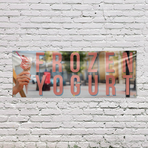 Frozen 24 Inch 72 Inch 13 oz Grommets Yogurt Banner Sign x | Vinyl with Metal | Heavy-Duty Single-Sided Outdoor Durable