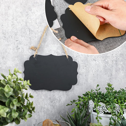 Kamehame Set of 4 Hanging Chalkboard Signs - Small 6.1x4.2 Acrylic Blackboard with Jute String for Memo Message Board