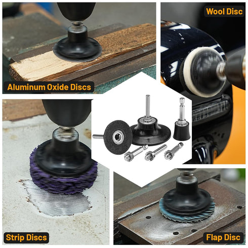 Junchamp 3 Pack 1/4" Quick Change Disc Pad Holder, Roll Lock Disc Holder, with Shanks for Die Grinder Accessories
