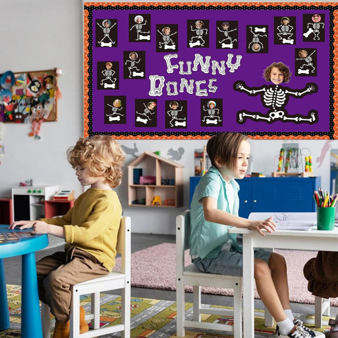Halloween Classroom Bulletin Board Decoration Set, Funny Bones Bulletin Board Skull Cutouts for Decor