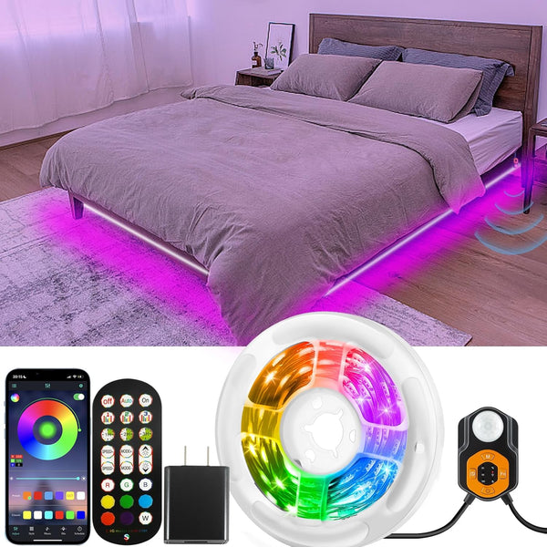 Motion Sensor LED Light Strip 19.68ft Under Bed Lights, RGB 3 Mode