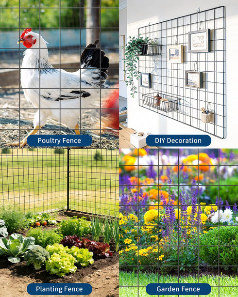 3 30ft 16GA 2x2 Inch Cattle Farm Fence,Galvanized Garden Fencing x Garden Border Metal Chicken Wire Fencing Mesh Roll