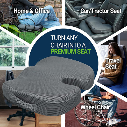 Tailbone Season Guard Gel Seat Cushion Office Chair Cushion Non-Slip Gel Memory Foam Coccyx Cushion for Pain - Desk