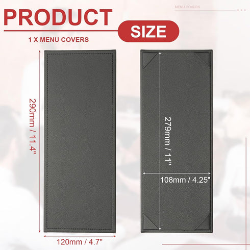 PATIKIL 4.25x11 Inch Leather Menu Covers for Restaurant, Menu Holder Single View Menus Folder Book for Restaurant Cafe