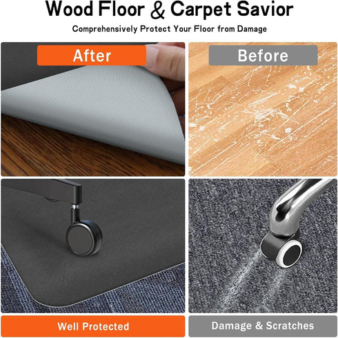 Office Chair Mat 30"x55" for Hard Floors, Heavy Duty Slip Resistant Under Desk Mat for Hardwood