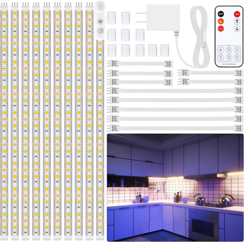 LAFULIT 10 PCS Under Cabinet Lights Kit, Stick on Lights, Flexible Led