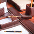 Dacasso Chocolate Brown Leather Letter Opener with Gold Blade