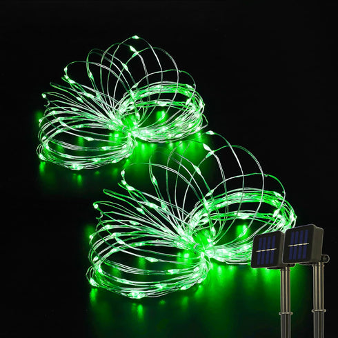 2 Pack Solar Fairy Lights Outdoor, 33ft 100LED Waterproof String Lights, 8 Modes for Garden, Party, Wedding