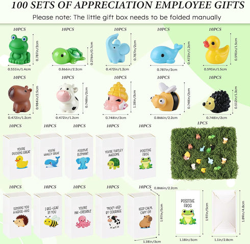 TUZELIYA 100 Sets Employee Appreciation Gifts Bulk Funny Animal Office Team Thank You Gifts for Coworkers Teachers