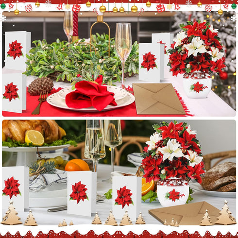 Naozinebi 10 Set 12 Inch Poinsettia 3D 3D Christmas Paper Pop Up Cards Thank You Cards Paper Flower Bouquet Popup