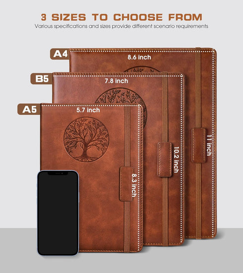 Lined Journal Notebook for Women Men,256 Pages B5 Large Hardcover Leather Journals for Writing,Travel,Business,Work,School,College Ruled Notebooks for Note Taking,Diary Notepad 7.8"×10.2" by Biuwory