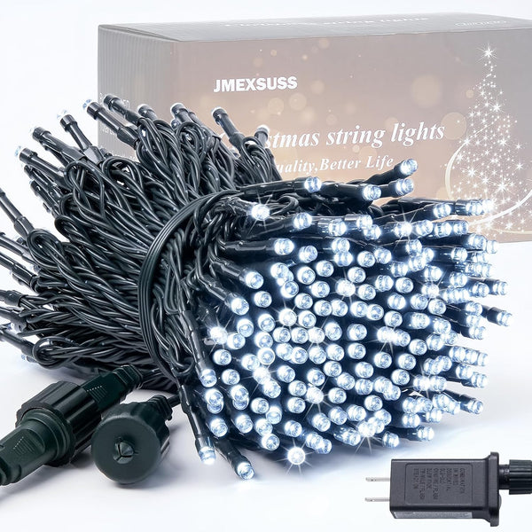 JMEXSUSS 250 LED White Christmas Lights Outdoor, 91.5ft Extendable White String Lights