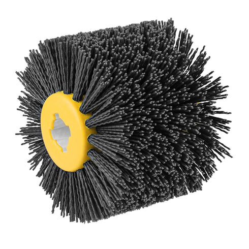 Abrasive Nylon Wire Drawing Wheel Drum Brushes, 180 Grit 120x100mm Wheel Drum Burnishing Tool for Wood Furniture