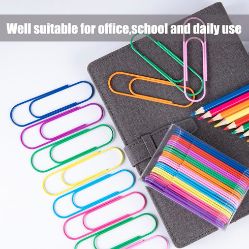 Jumbo Paper Clips 40 Pcs 4 Inches Large Paper Clip Holder Vinyl Coated Multicolored Extra Large