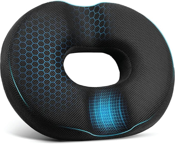 K.jots Donut Seat Cushion - High Density Memory Foam, Hemorrhoid Relief & Tailbone