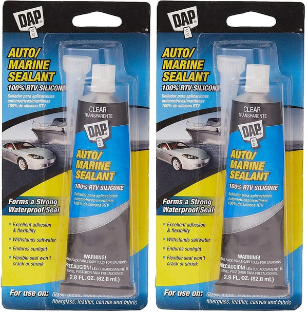 Dap 00694 2.8-Ounce Clear Silicone Rubber Auto/Marine Sealant, Pack of 2
