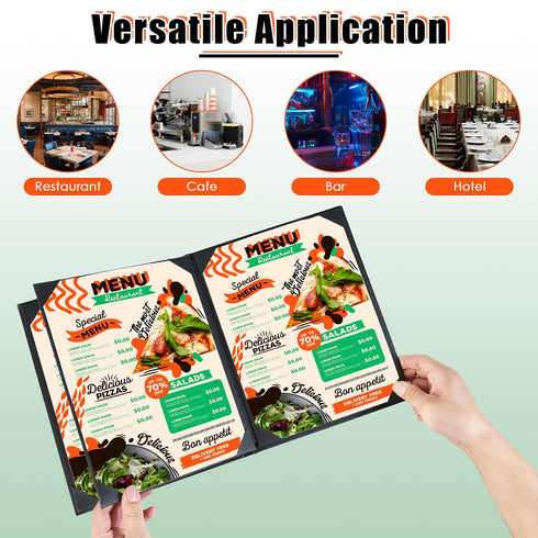5 Packs 8.5" 11", 4 (4 8.5"11") NATGAI Menu Covers x PU Leather Menu Cover Menu Holders, Waterproof View Restaurant