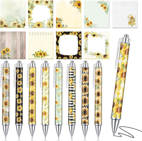 Saypacck 18 Pcs Sunflower Desk Accessories, 9 Pads Cute Sticky Notes, 9 Kawaii
