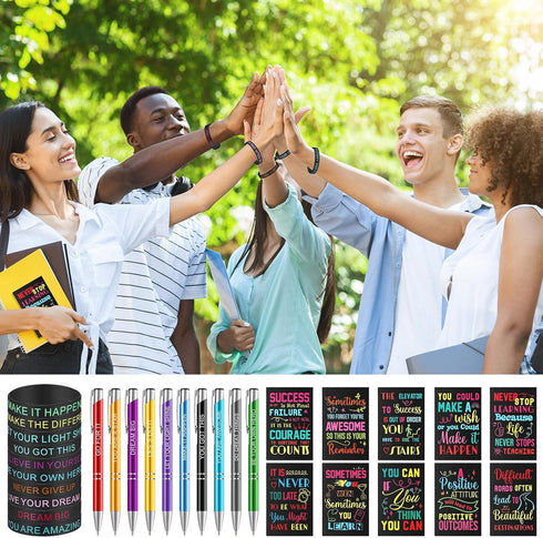 Sabary 150 Pcs Inspirational Notepads - Motivational Ballpoint Pens and Pocket Journals Bulk Gifts for School Supplies