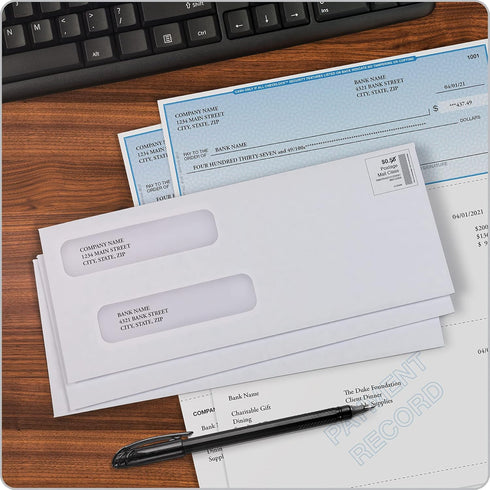 Quality Park #8 Double Window Security Envelopes - for QuickBooks Checks, Redi-Strip Self Seal, 500 Count