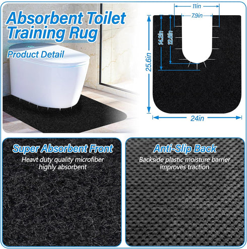 4 Pack Toilet Mats,Upgrade Toilet Floor Protector from Urine,Toilet Rugs U Shaped Washable,Toilet Mats