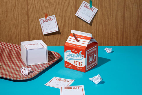 Fresh Ideas Milk Carton Note Set from Brass Monkey - Vintage Design Includes 500+ Tear-Off Sheets and 3.5" Pencil,