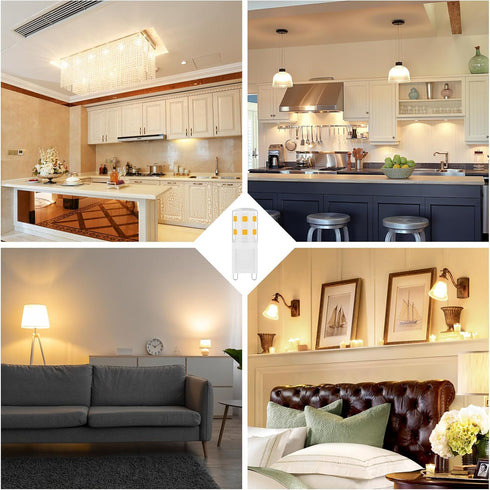 G9 LED Bulbs, 2W, 25W Halogen Equivalent, 250LM, 120V Mini T4 G9 Base, 3000K Warm White, 5 pcs