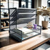 SETTFRFE Office Supplies Desk Organizer, Metal Desktop File Holder with 5-Tier Paper Tray, Black for Efficient Storage