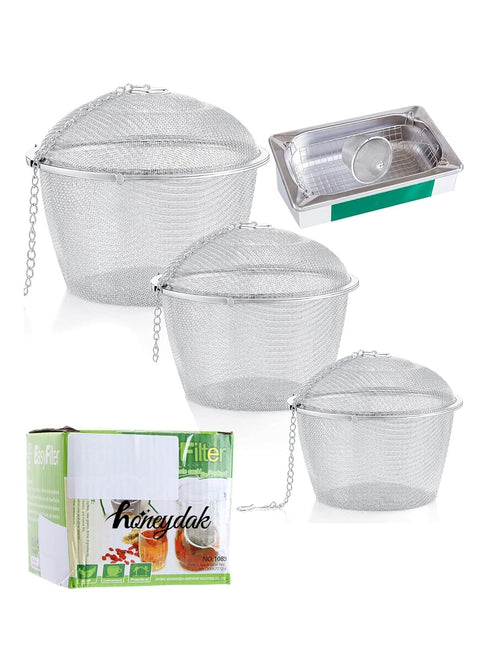 Ultrasonic Cleaner Baskets, Stainless Steel Parts Cleaner Jewelry Steam Cleaner Basket with Lock and Hook (3 Pieces)