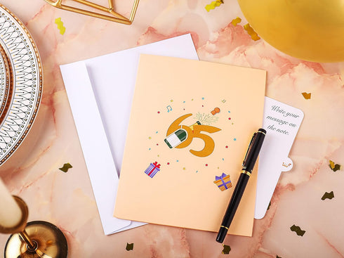 Liif Happy 65Th Birthday 3D Greeting Pop Up Card, Funny Birthday Card for Women, Men, 65 Years Old Celebration
