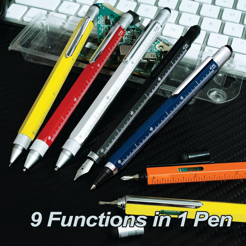 9-in-1 Monteverde USA Tool Mechanical Pencil in Red Multifunctional Pencil with Stylus, Screwdrivers, Ruler, and Eraser