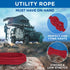 TECEUM 50 FT Cotton Rope 3/16 (5 mm) - Strong Braided Rope for Crafting, Camping, DIY, Indoor & Outdoor Use, Red