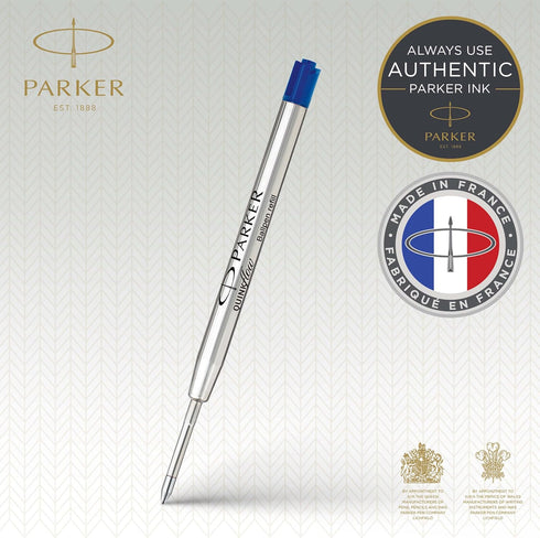 Parker Ballpoint Pen Refills, Medium Point, Blue QUINKflow Ink, 10 Count Compatible with Parker Pens