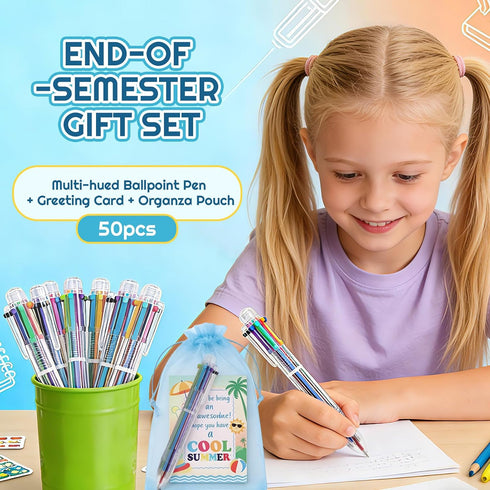 Ukontagood 50 Sets Summer-Themed End of School Year Student Gift Bundle, Pens & Thank You Cards for Kids, Teacher