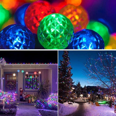 Sunlitec 25 Bulbs, IP65 8 4 15ft Solar LED String Lights, RGB Color Changing Bluetooth App Control, Waterproof, Scene