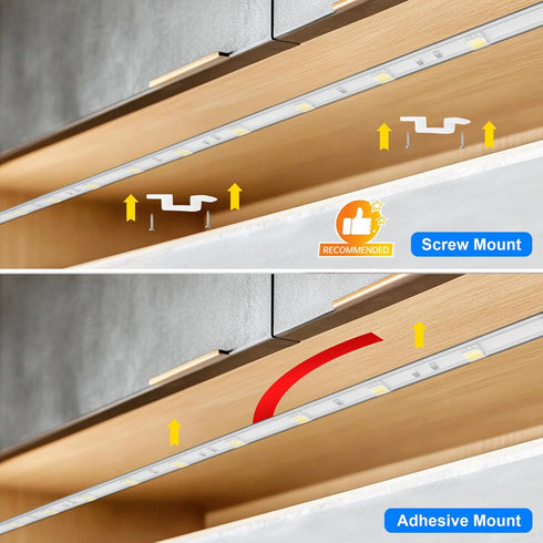 24in, 6000K 110V-120V Counter, Closet, maylit Under Cabinet LED Strip Lighting Hardwired Ultra Bright Small LED Light
