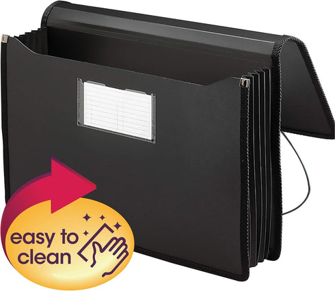Smead Poly Wallet, Accordion File Organizer, Legal Size, Black, 5-1/4 inch Expansion