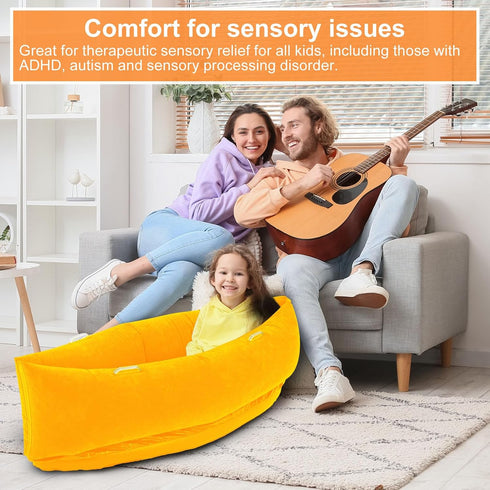 80/60inch Autism(Orange,60 Inch) Namalu Extra Large Comfy Peapod Sensory Chair for Kids Gift for Reading Corner